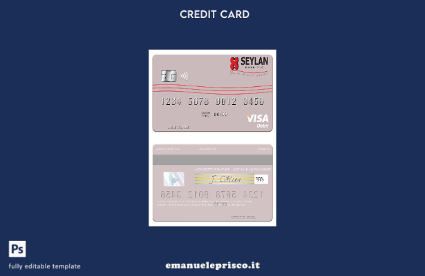 modello di carta di debito visto Sri Lanka Seylan Bank Plc in stile verificato